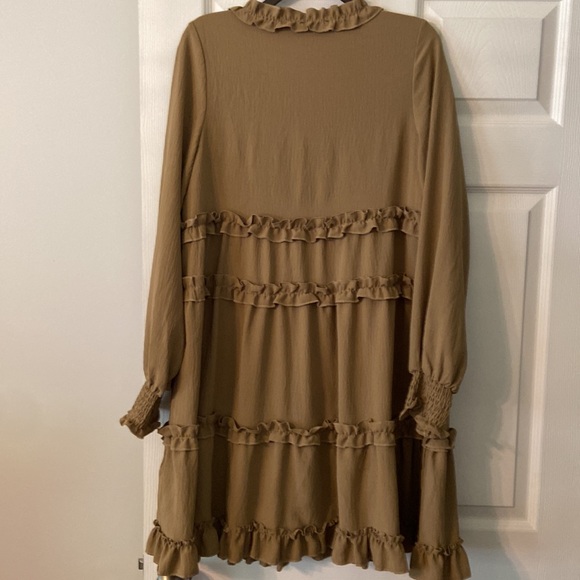 Pink Nickel Ruffled Dress with Bishop Long Sleeves size M brand new length 36” - Picture 6 of 8